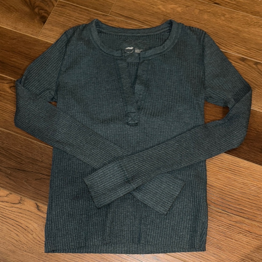 Arie Long Sleave Henley T-Shirt Blue